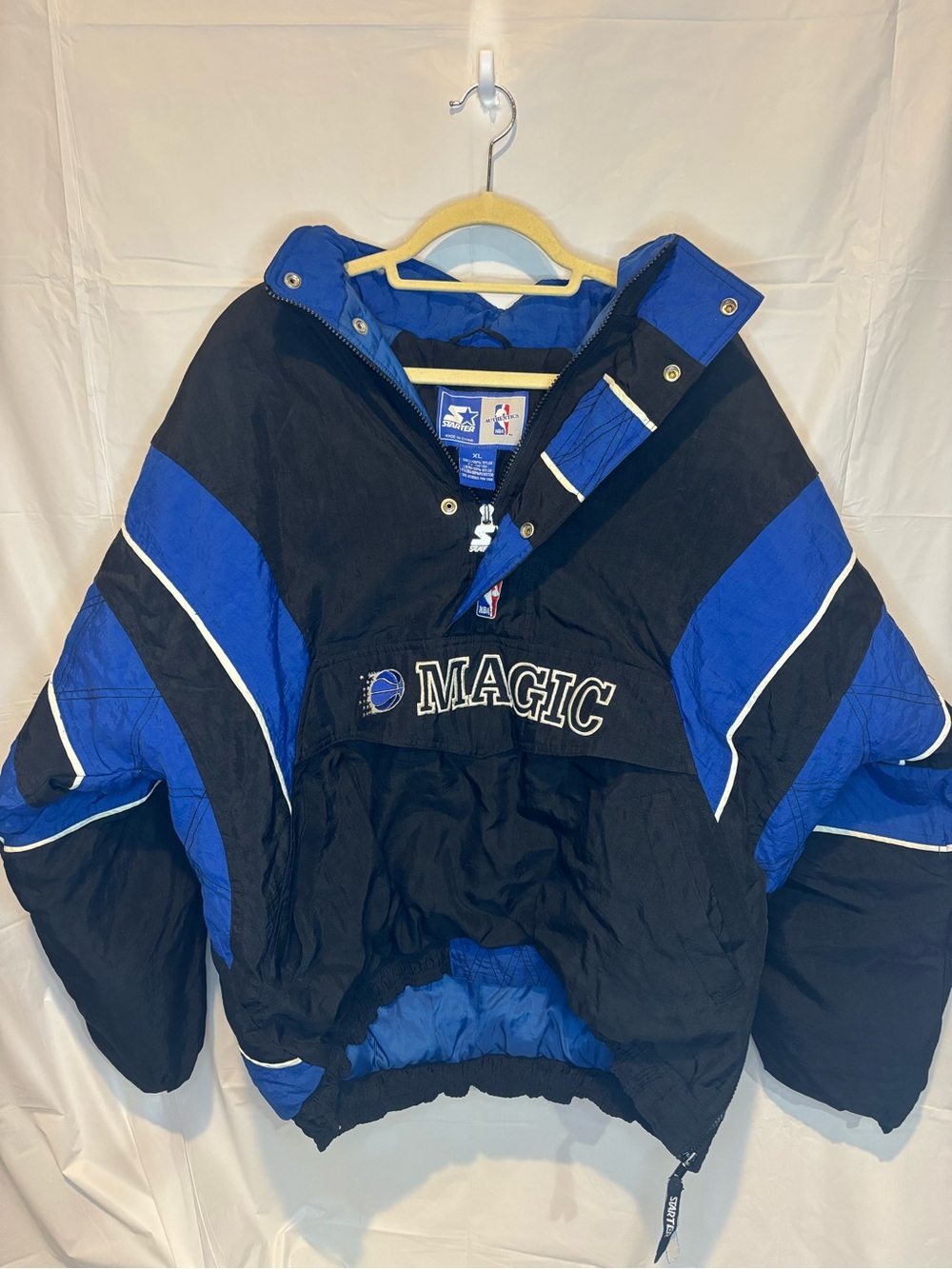 Vintage 90s Starter Orlando Magic Half Zip Pullover Puffer Jacket XL NBA